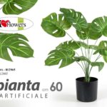 PIANTA 60cm ARTIFICIALE CON VASO PIANTINA FINTA FIORI FOGLIA VERDE DECORAZIONE