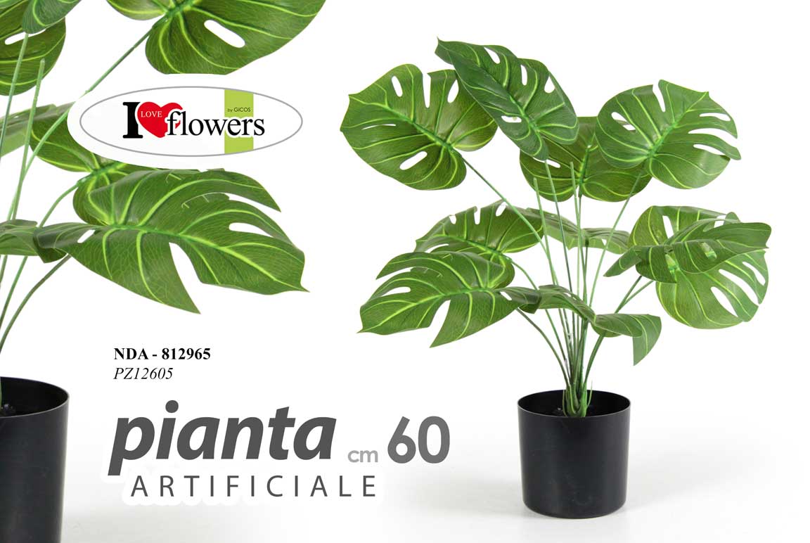 8025569812965 PIANTA 60cm ARTIFICIALE CON VASO PIANTINA FINTA FIORI FOGLIA VERDE DECORAZIONE - immagine 1