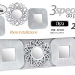 SET 3 SPECCHI DA PARETE DECORATIVI QUADRI SPECCHIO LIBERA INSTALLAZIONE 25 cm