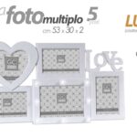 CORNICE PORTA FOTO 53*30*2 CM MULTIPLO 5 POSTI LOVE CON LUCI MODERNO DA PARETE