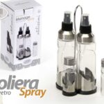 SET MENAGE 4 PZ OLIERA SPRAY VETRO SALE PEPE OLIO ACETO TAVOLA Barbecue 170+40ML