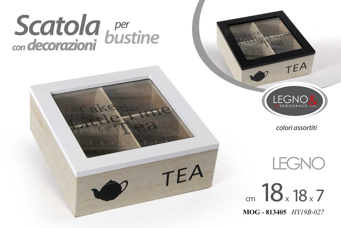 8025569813405 COFANETTO SCATOLA PORTA BUSTINE SCATOLINA THE Tè TE TISANE TEA CIALDE 18*18*7 cm - immagine 1