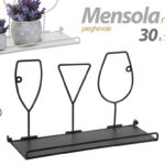 MENSOLA BACHECA PARETE SOSPESA METALLO CLASSICO MODERNO DECO BICCHIERI 30*18*12