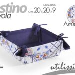 Cestino cesto cesta pane portapane quadrato bianco blu amalfi tessuto 20*9 cm