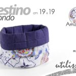 CESTINO PORTA PANE CUCINA MODERNO TONDO RIVESTIMENTO TESSUTO AMALFI 19*19 cm