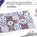 Tovaglietta americana segnaposto rettangolare bianco azzurro tessuto 45x30 cm