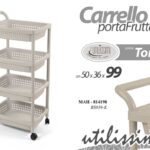 CARRELLO CUCINA 4 CESTE PORTA FRUTTA MODERNO RUOTE UNIVERSALE TORTORA 99*50*36
