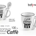 Tazzina caffè espresso + cucchiaino tazza tifoso bianconero ceramica ass 100 ml