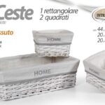 CESTINI SET 3 CESTE VIMINI CASA BAGNO PORTA VESTITI OGGETTI BIANCO 44-20-20 CM