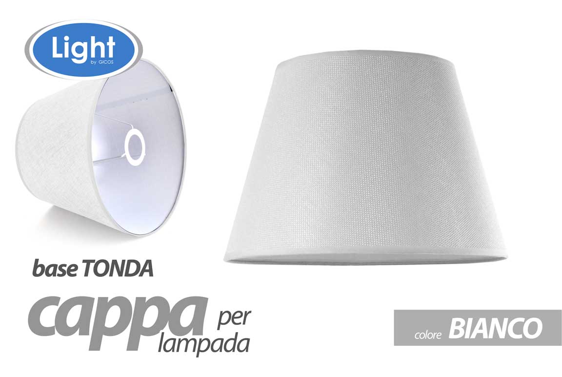 8025569814648 CAPPA PER Lampada PARALUME LUMETTO TESSUTO BASE TONDA BIANCA E27 28*17,5*19,5 CM - immagine 1