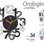 OROLOGIO MODERNO DA PARETE NUMERI RILIEVO TONDO SILENZIOSO VARI COLORI 34 CM