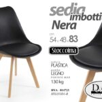 SEDIA SEDUTA IMBOTTITA MODERNA NORDICA NERA Design GAMBE LEGNO 54*48*H83 CM