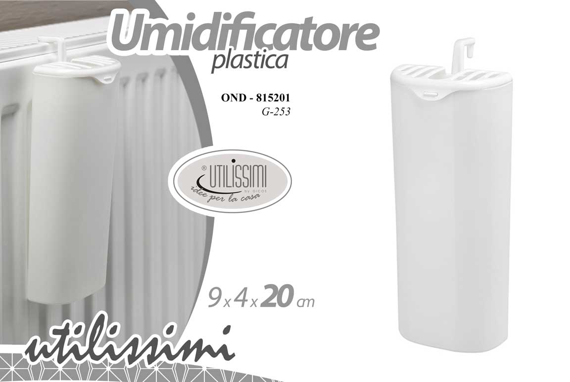 8025569815201 Umidificatore evaporatore calorifero vaschetta gancio plastica bianco 20 cm - immagine 1