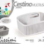 Cestino organizer maniglia centrale porta detersivi pulizia casa plast ass 33x24