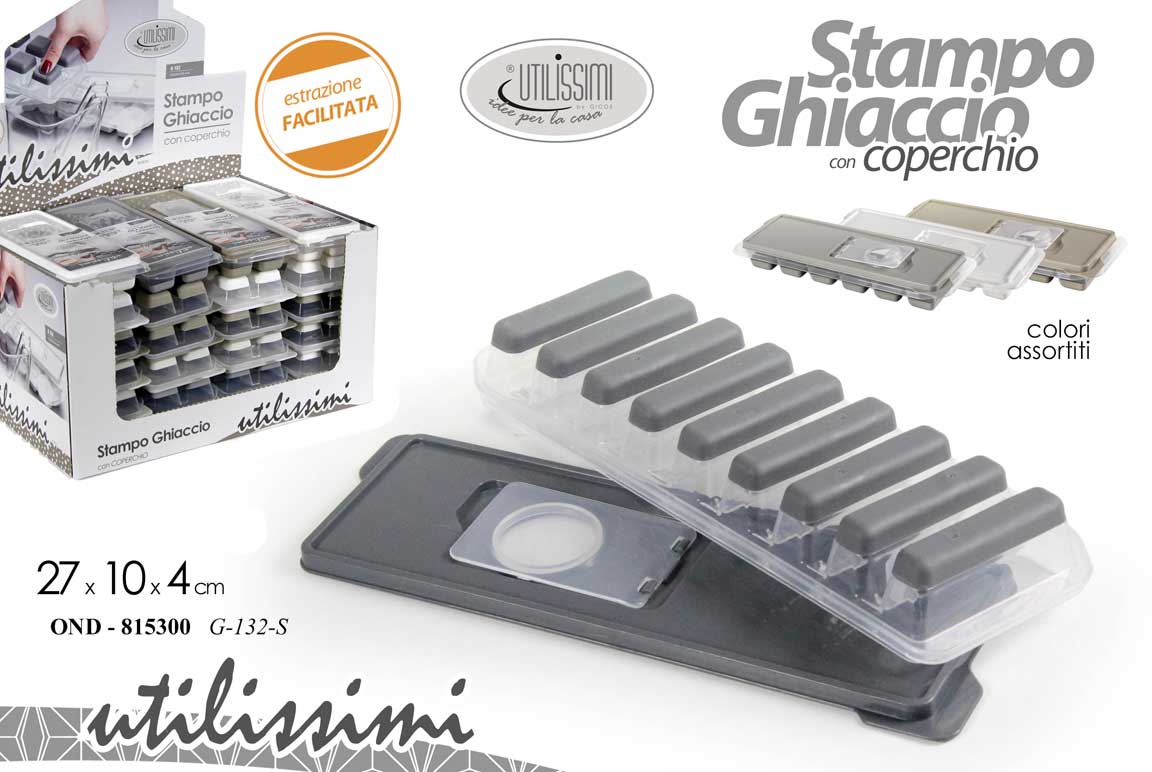8025569815300 Stampo vaschetta ghiaccio cubetti coperchio estraz facile plastic sil ass 27 cm - immagine 1