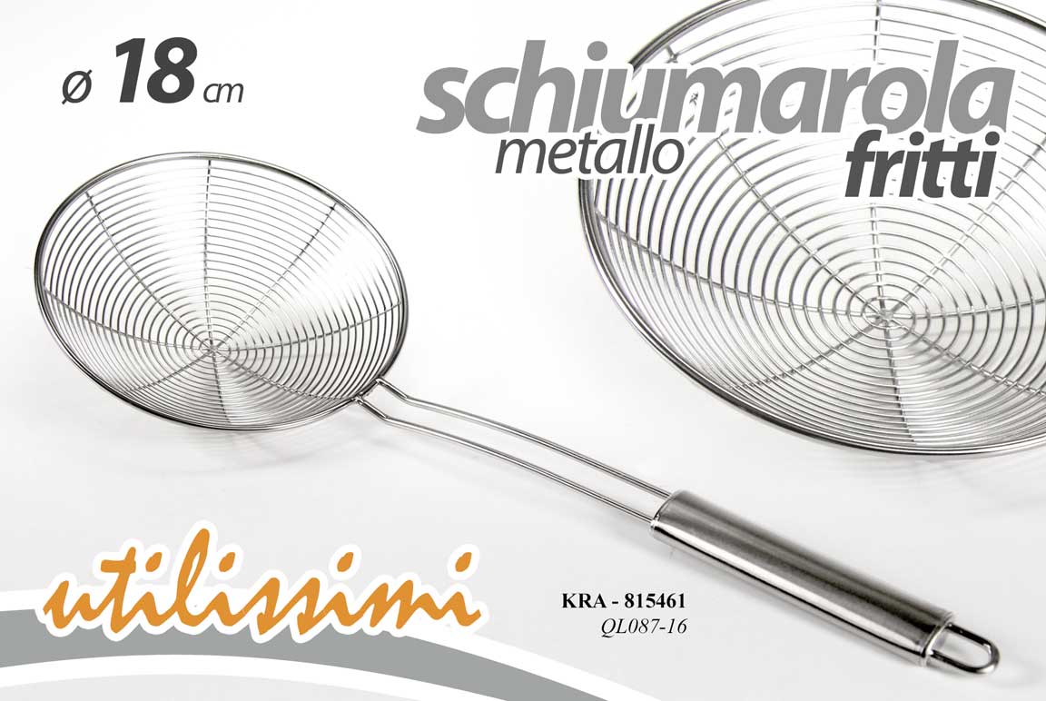 8025569815461 SCHIUMAROLA SCHIUMAIOLA MESTOLO CHEF FRITTI PER FRITTURA FRIGGERE UTENSILE Ø16cm - immagine 1