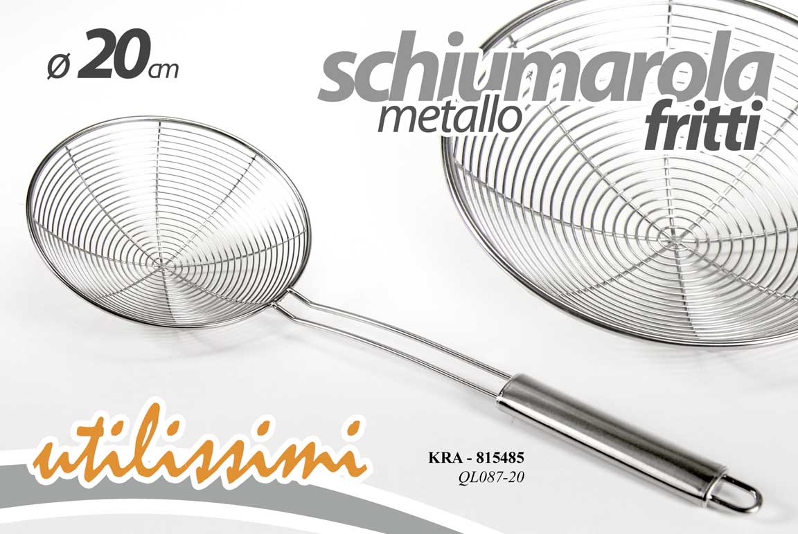 8025569815485 SCHIUMAROLA SCHIUMAIOLA MESTOLO CHEF FRITTI PER FRITTURA FRIGGERE UTENSILE Ø20cm - immagine 1