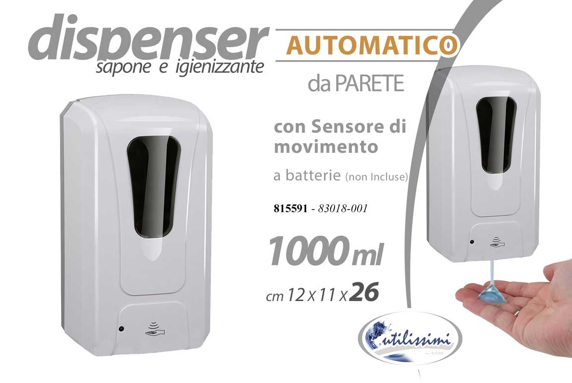 8025569815591 Dispenser sapone automatico parete sensore movimento professionale ass 26x12x11 - immagine 1