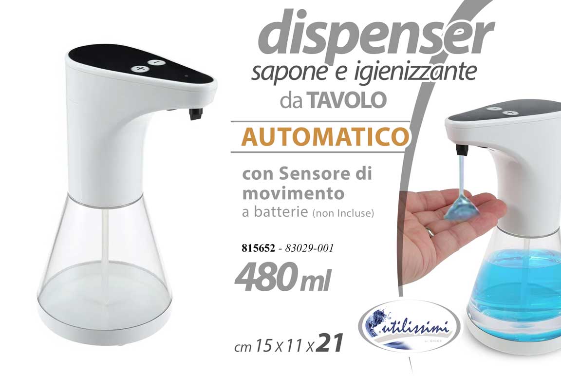 8025569815652 Dispenser sapone automatico sensore movimento igienizzante mani plastica 21x15 - immagine 1
