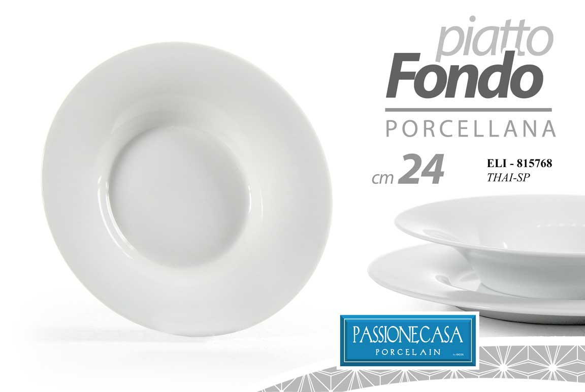 8025569815768 Piatto fondo ristorante tondo porcellana bianco moderno elegante cucina 24 cm - immagine 1