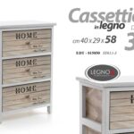 CASSETTIERA 3 CASSETTI SLIM LEGNO BIANCA MARRONE SALVASPAZIO MODERNA h58*40*29