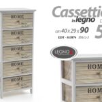CASSETTIERA 5 CASSETTI COMODINO MODERNO BIANCA LEGNO CUCINA BAGNO 90*40*29 CM