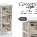 MOBILETTO CASSETTIERA 3 CASSETTI SLIM SALVASPAZIO BIANCO MARRONE 62*26*32 CM