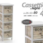 CASSETTIERA MOBILETTO LEGNO 4 CASSETTI SLIM SALVASPAZIO BIANCA MARRONE h80*26*32