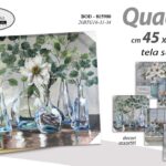 QUADRO STAMPA SU TELA Canvas LEGNO FIORI FOGLIE BOTTIGLIE VASI ASSORT 45*45cm