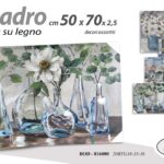 QUADRO STAMPA SU TELA Canvas LEGNO FIORI FOGLIE BOTTIGLIE VASI ASSORT 50*70 cm