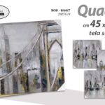 QUADRO STAMPA SU TELA Canvas LEGNO CITTà GRATTACIELI GRIGIO ASSORTITI 45*45 cm
