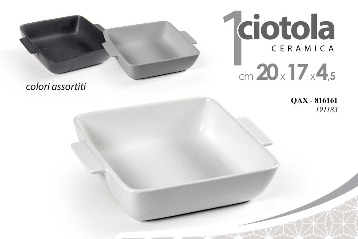 8025569816161 Pirofila ciotola rettangolare lasagnera cucina moderna ceramica opaca ass 20x17cm - immagine 1