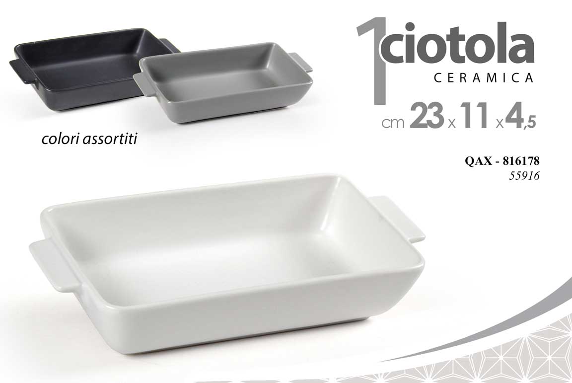 8025569816178 Pirofila ciotola rettangolare lasagnera moderna ceramica opaca ass 23*11*4,5 cm - immagine 1
