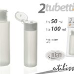 2 Bottigliette set viaggio shampoo sapone aereo spray cosmetici plast 50+100 ml