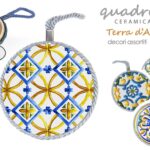 Quadretto tondo piastrella maiolica siciliana decoro parete ceramica ass 11 cm