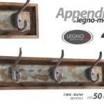 APPENDINO DA PARETE MURO VINTAGE LEGNO ANTICATO METALLO APPENDIABITI 50*10*12 cm