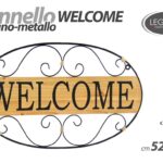 PANNELLO ARREDO PARETE MURO METALLO LEGNO QUADRO DECORAZIONE WELCOME 52*33 CM