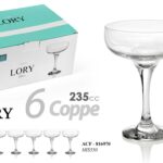 6 COPPE COPPA Spumante Champagne GAMBO BICCHIERE DA TAVOLA VETRO LORY 235 ML