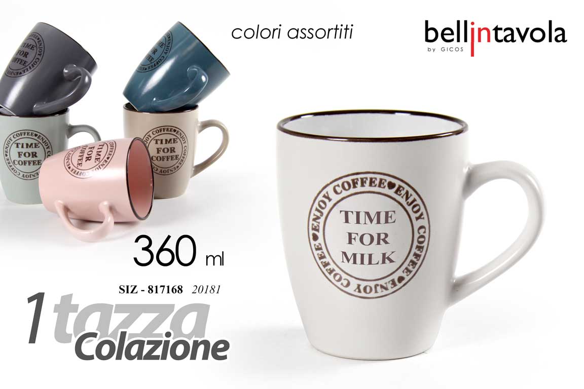 8025569817168 TAZZA MUG 360 ML LATTE CAFFè TE TISANE THE CIOCCOLATA COLAZIONE CLASSICO MODERNO - immagine 1