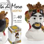 TESTA DI MORO VASO PORTA FIORI CERAMICA 40*27CM UOMO DECO DELUXE CENTROTAVOLA