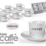 Set 6 tazzine caffè espresso tazza con piattino moderno ceramica bianca 130 ml