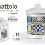 BISCOTTIERA CERAMICA CONTENITORE BISCOTTI BARATTOLO ERMETICO MEDITERRANEO 19 cm