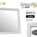 SPECCHIO PARETE CORNICE LEGNO BIANCO MURO 30*30 CM CLASSICO MODERNO