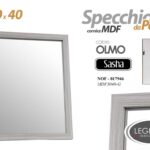 SPECCHIO DA PARETE CORNICE OLMO GRIGIO LEGNO MDF MURO CLASSICO MODERNO 40*30 cm