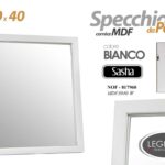 SPECCHIO PARETE CORNICE LEGNO BIANCO MURO SPECCHIERA CLASSICO MODERNO 40*30 cm