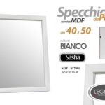 SPECCHIO DA PARETE BIANCO 50*40 cm CORNICE LEGNO CLASSICO MODERNO SALOTTO STUDIO