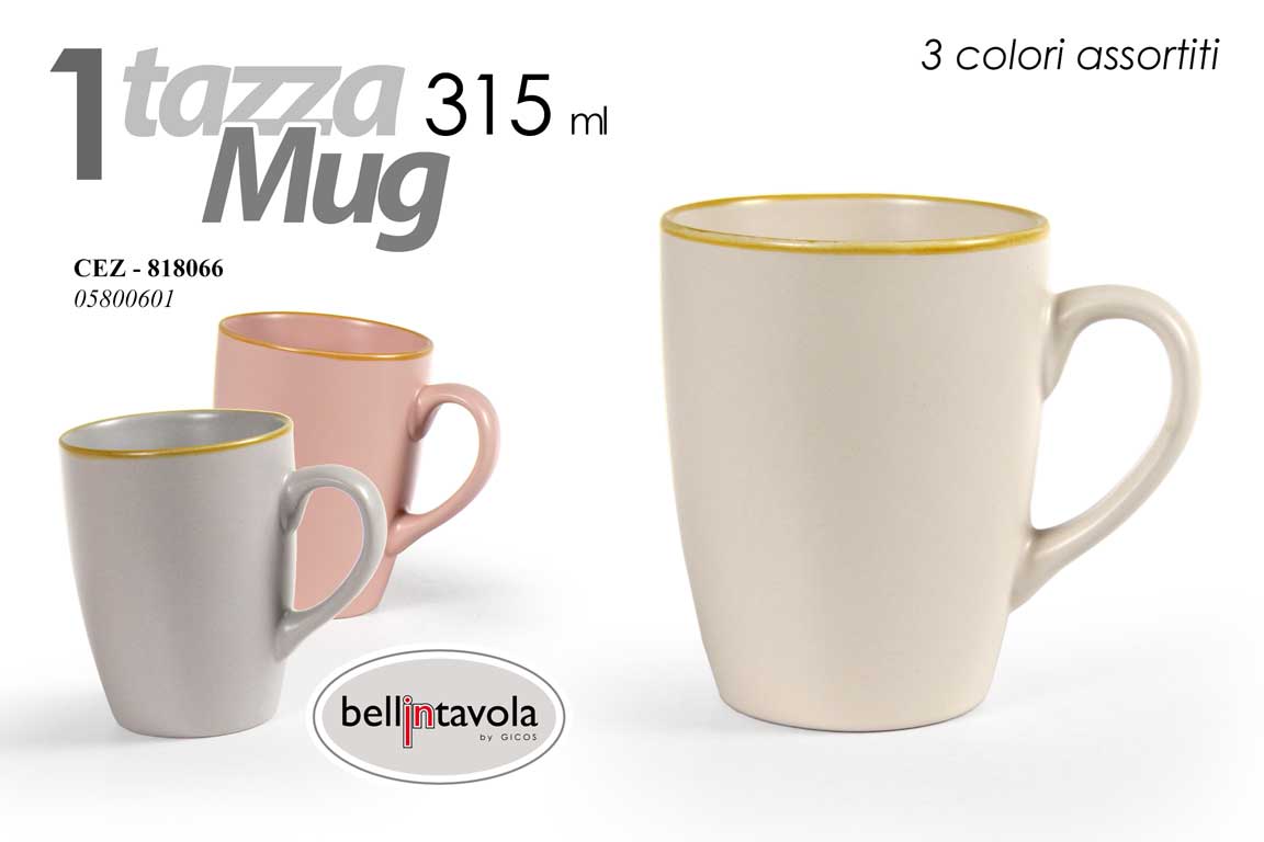 8025569818066 Tazza mug the latte tisana scandinavo moderna ceramica colorata ass 10 cm 315 ml - immagine 1
