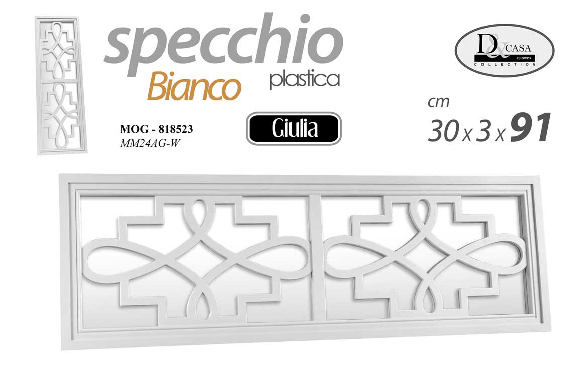 8025569818523 SPECCHIO DA PARETE FINTA FINESTRA BIANCO CLASSICO MODERNO SPECCHIERA ACRIL 91*30 - immagine 1