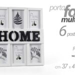 PORTAFOTO MULTIPLO DA PARETE CORNICE BIANCO 6 FOTO HOME NERO QUADRATO PLAS 37*41