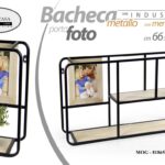 MENSOLA DA PARETE PORTAFOTO BACHECA LIBRERIA METALLO PORTA FOTO LEGNO 66*15*38cm